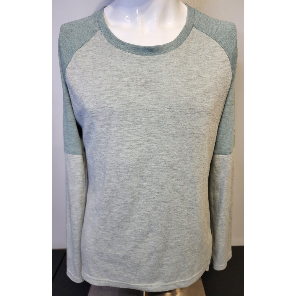 Adidas ClimaLite Longsleeve Women's Large Gray Light Green Warm Workout Shirt